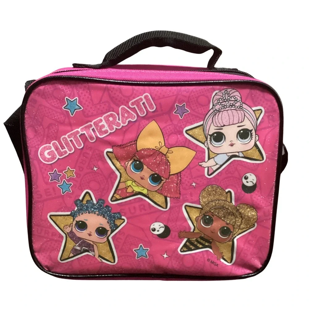 LOL Surprise Glitterati Lunch Box Kids Pink Insulated 5 dolls + accessories lot